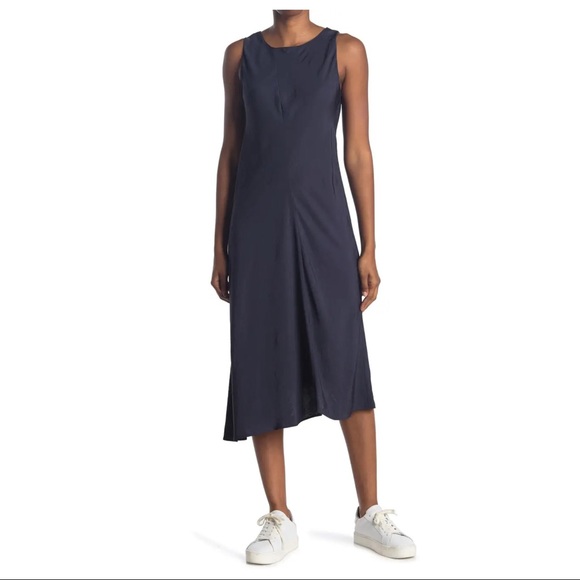 NEW VINCE BLUE SLEEVELESS MIDI DRESS - Picture 3 of 3